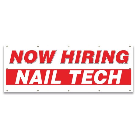 Signmission Now Hiring Nail Tech Banner Apply Inside Accepting Application Single Sided B-120-30279